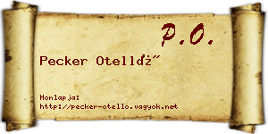 Pecker Otelló névjegykártya